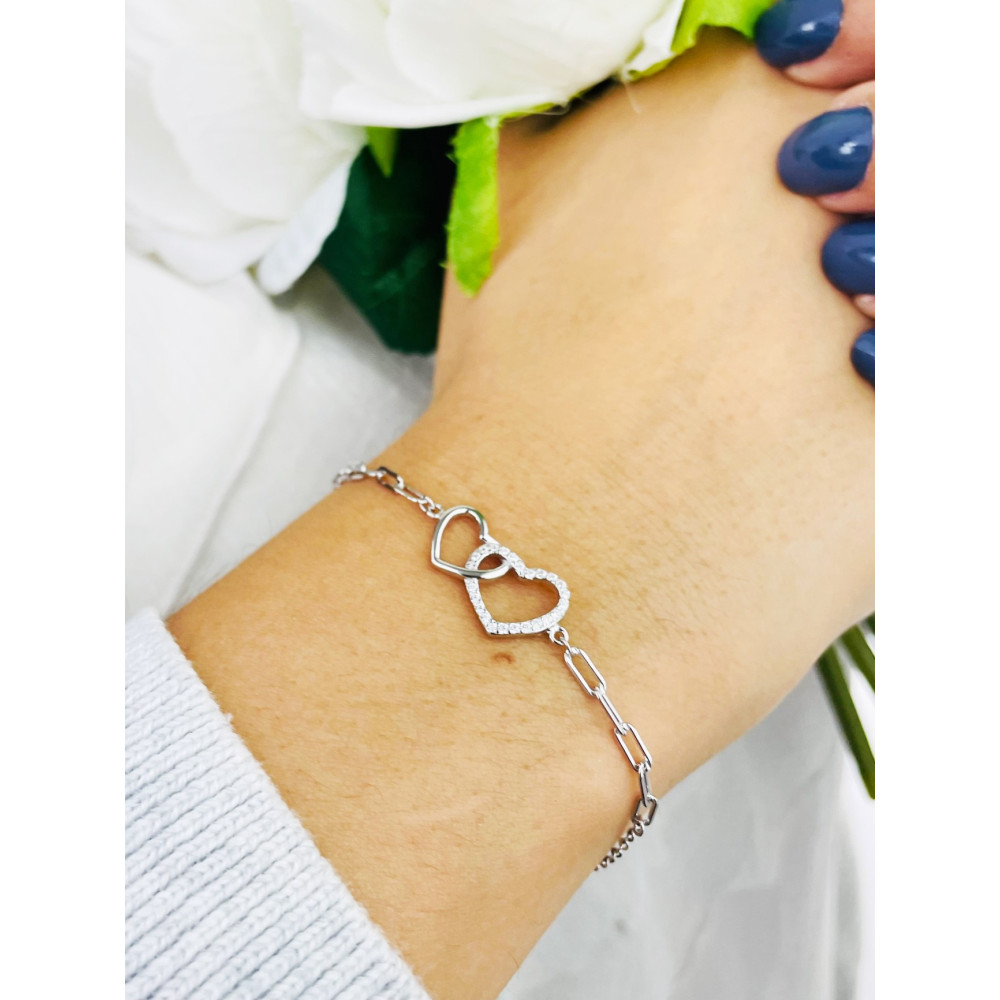 Herz Armband 925 Silber mit Zirkonen Damen Kinder