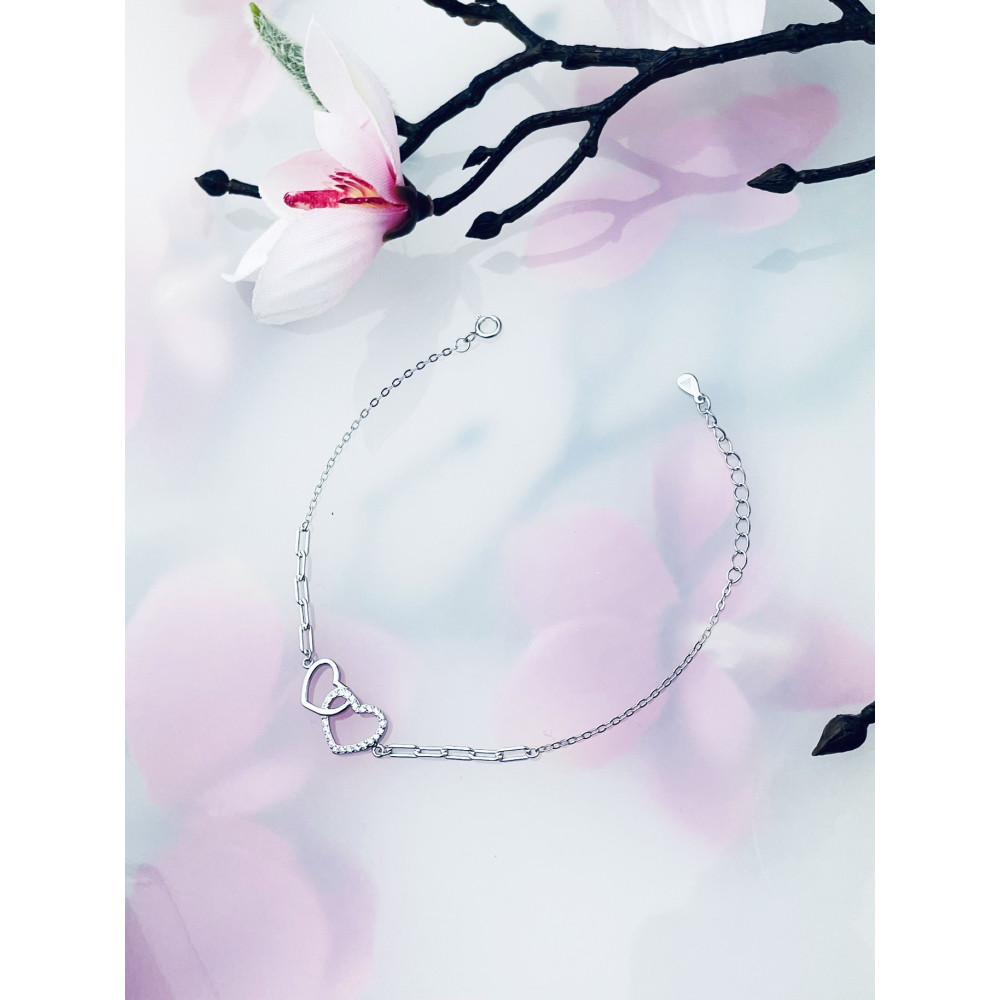 Herz Armband 925 Silber mit Zirkonen Damen Kinder