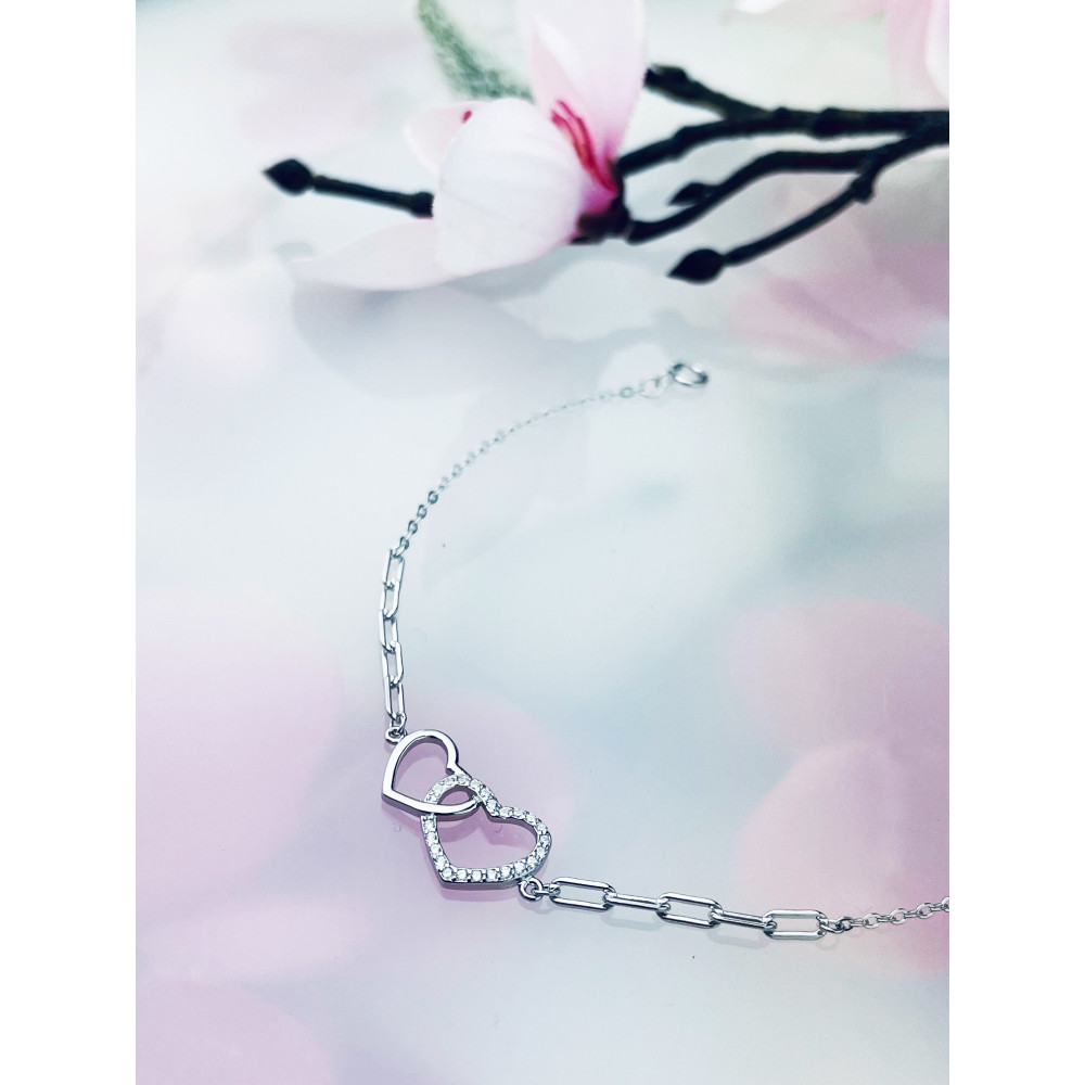 Herz Armband 925 Silber mit Zirkonen Damen Kinder