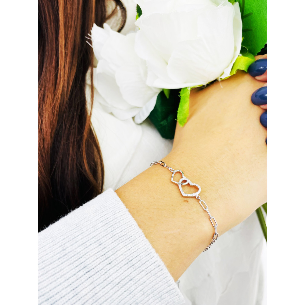 Herz Armband 925 Silber mit Zirkonen Damen Kinder