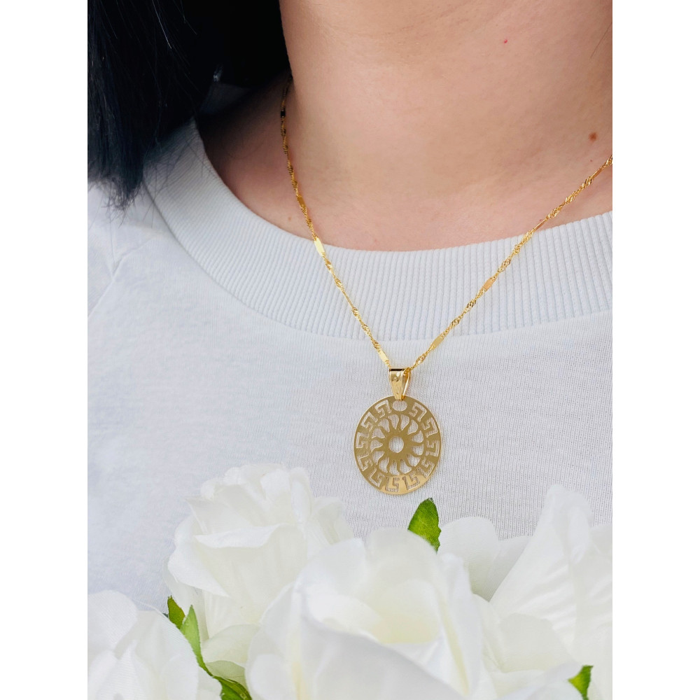 Złoty wisiorek zawieszka rozeta ażurowa