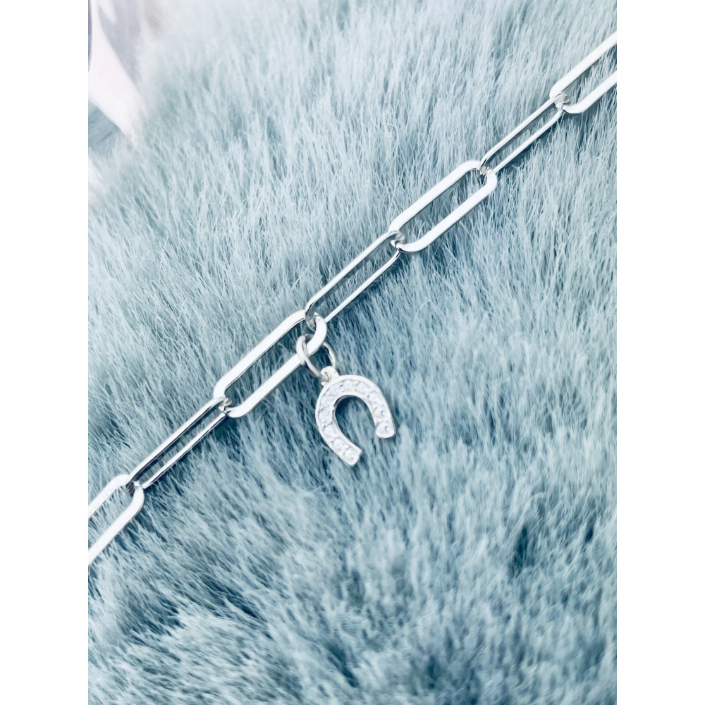 Pferd Hufkonieisen mit Zira Armband 925 Silber Damen Kinder