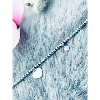 Srebrna bransoletka kulkowa serca perełki