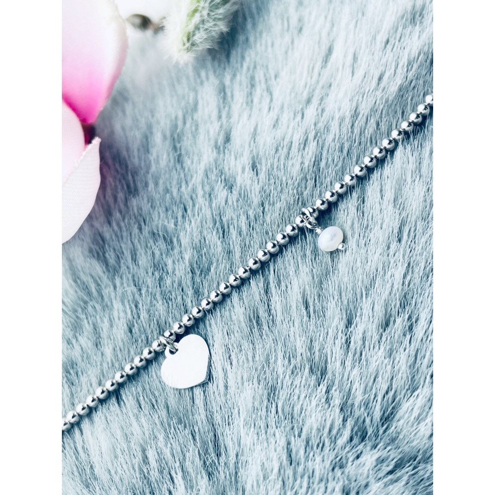 Herz Armband 925 Silber Damen Perlen
