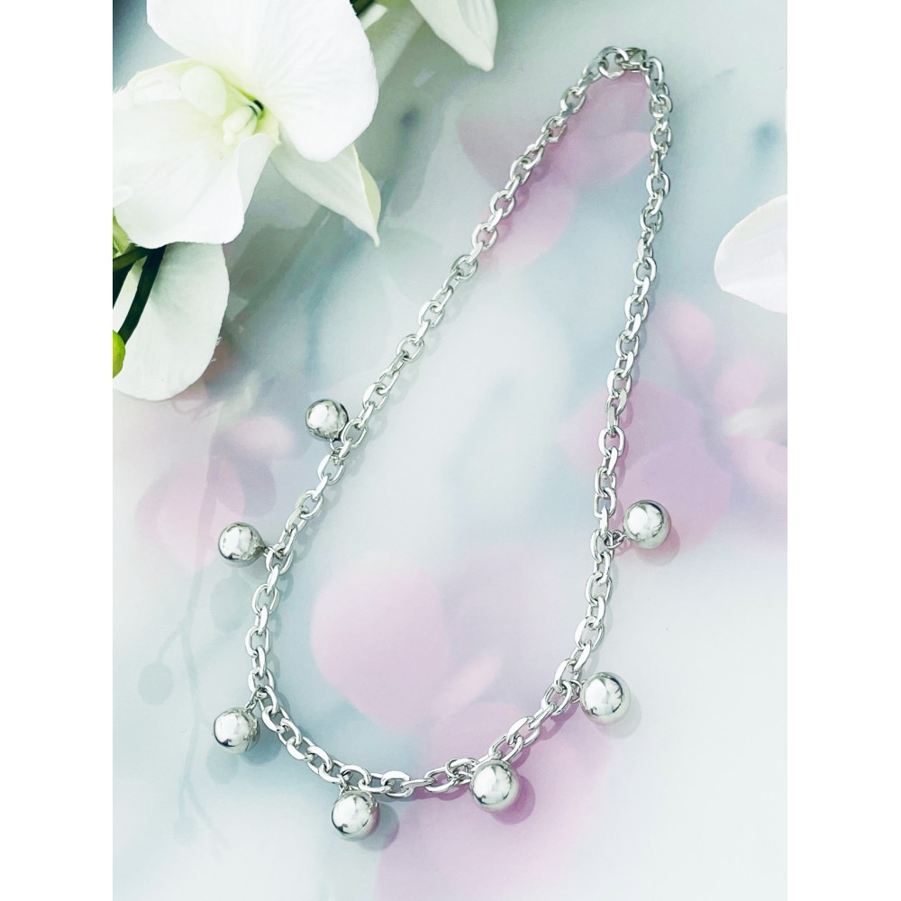 Srebrny naszyjnik ankier kule kulki