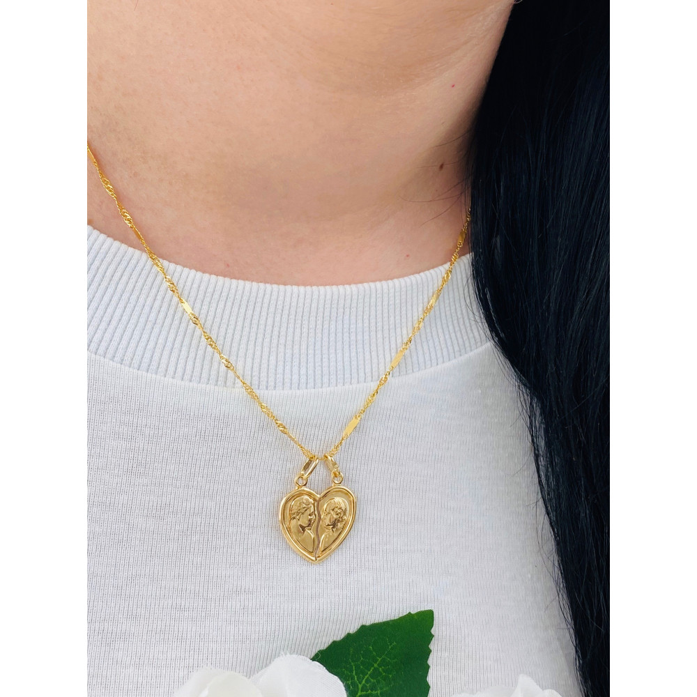 Złoty wisiorek zawieszka łamane serce