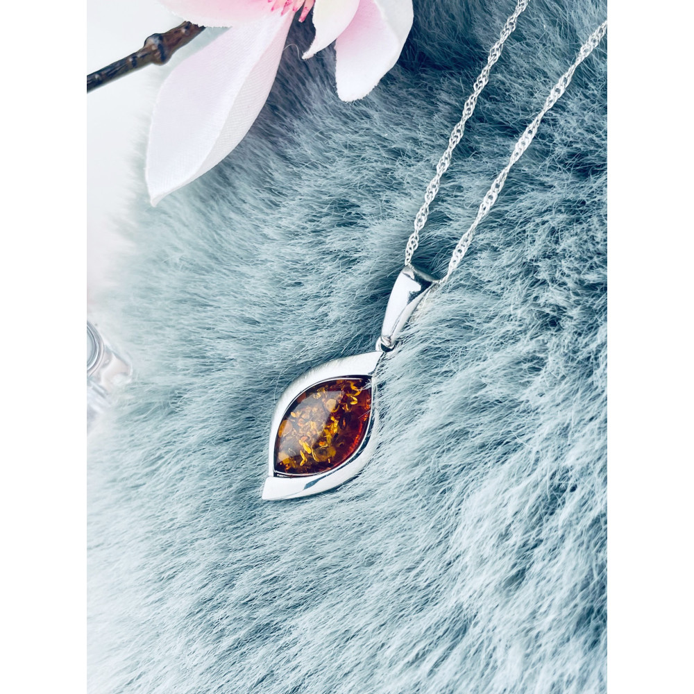 925 Silber Anhänger Buchstabe mit Bernstein