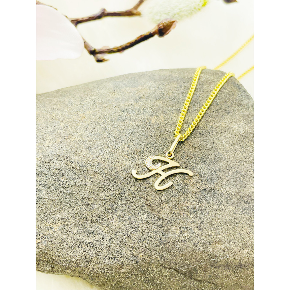 Anhänger Buchstabe H Kettenanhänger Goldanhänger 14KT Gelbgold