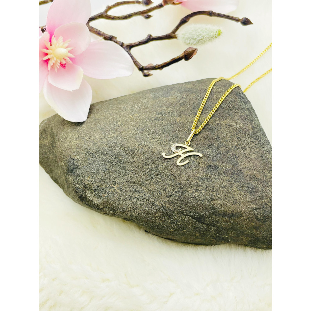 Anhänger Buchstabe H Kettenanhänger Goldanhänger 14KT Gelbgold