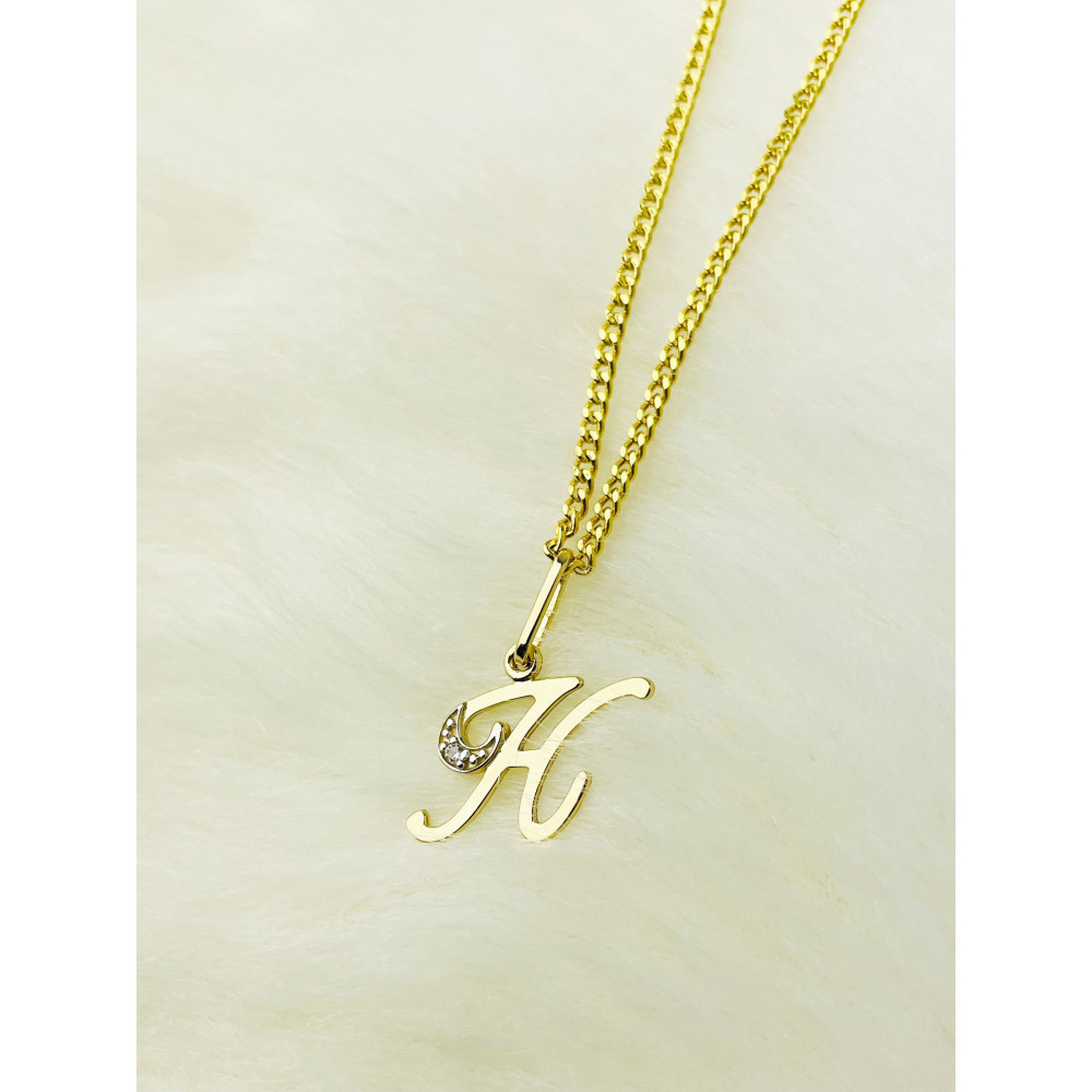 Anhänger Buchstabe H Kettenanhänger Goldanhänger 14KT Gelbgold
