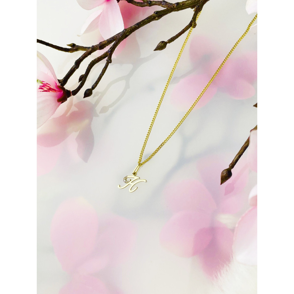 Anhänger Buchstabe H Kettenanhänger Goldanhänger 14KT Gelbgold