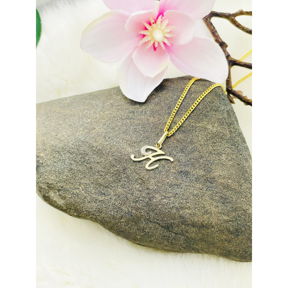 Anhänger Buchstabe H Kettenanhänger Goldanhänger 14KT Gelbgold