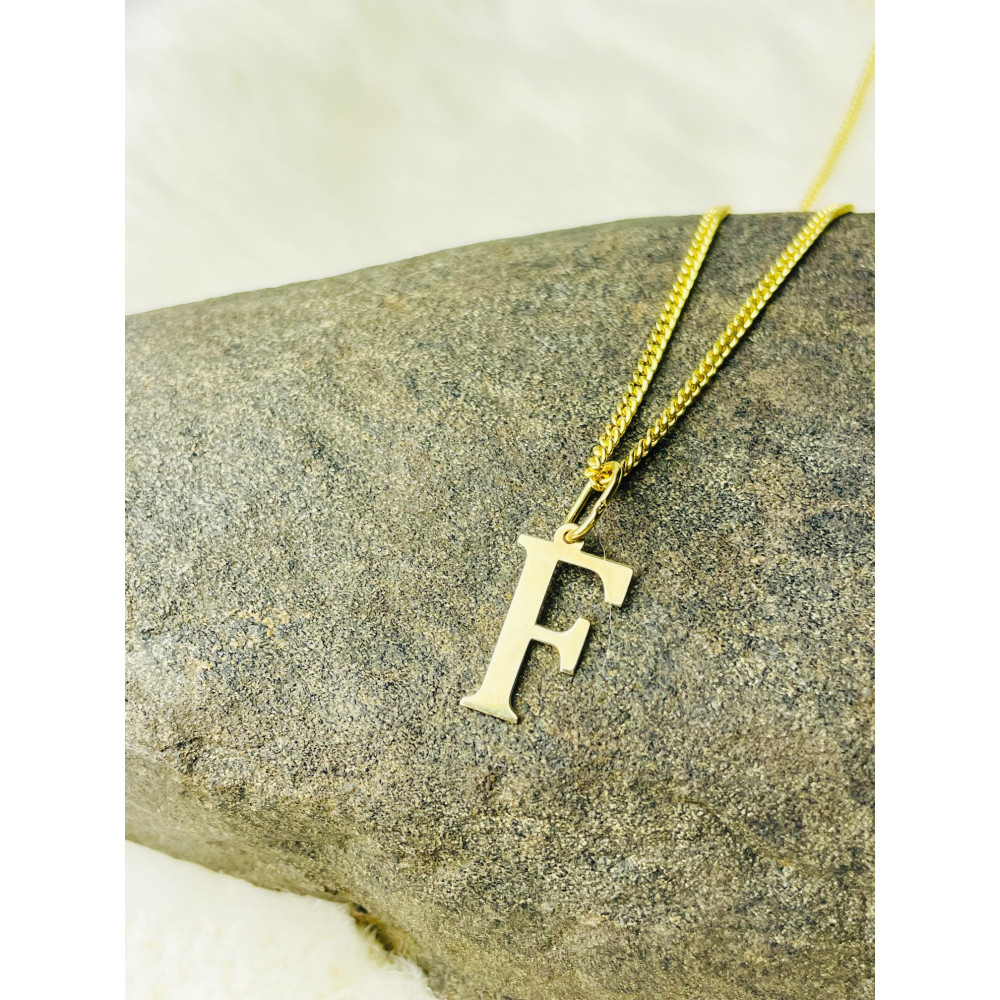 Anhänger Buchstabe F Kettenanhänger Goldanhänger 14KT Gelbgold