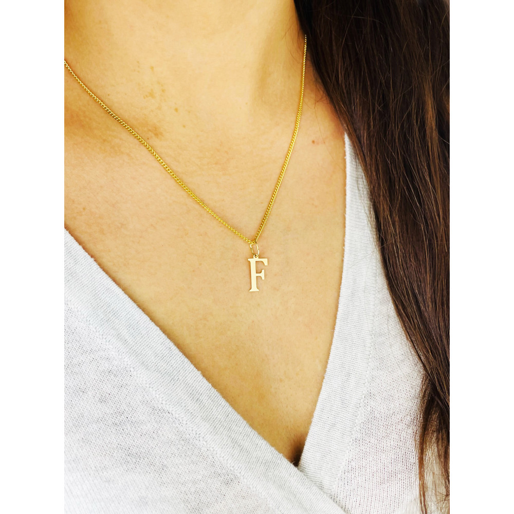 Anhänger Buchstabe F Kettenanhänger Goldanhänger 14KT Gelbgold
