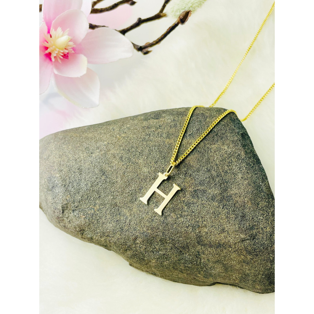 Anhänger Buchstabe H Kettenanhänger Goldanhänger 14KT Gelbgold