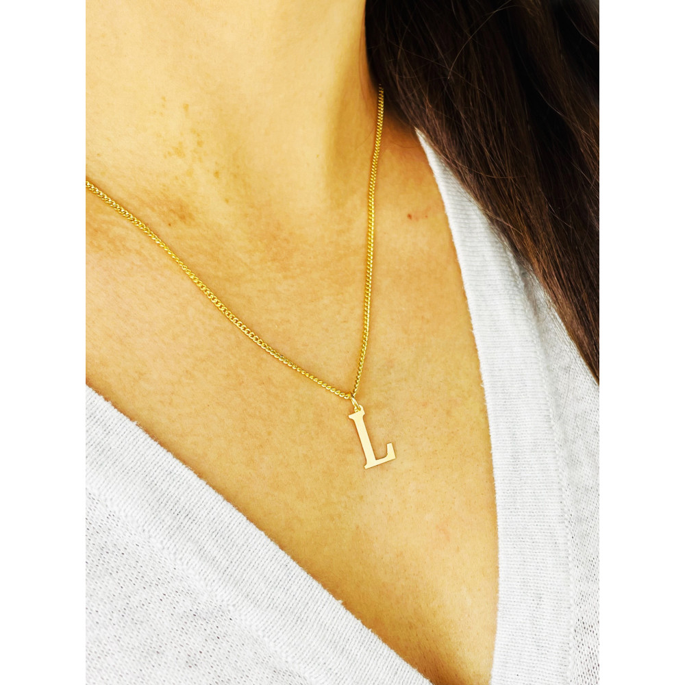 Złoty wisiorek zawieszka literka L klasyczna prosta