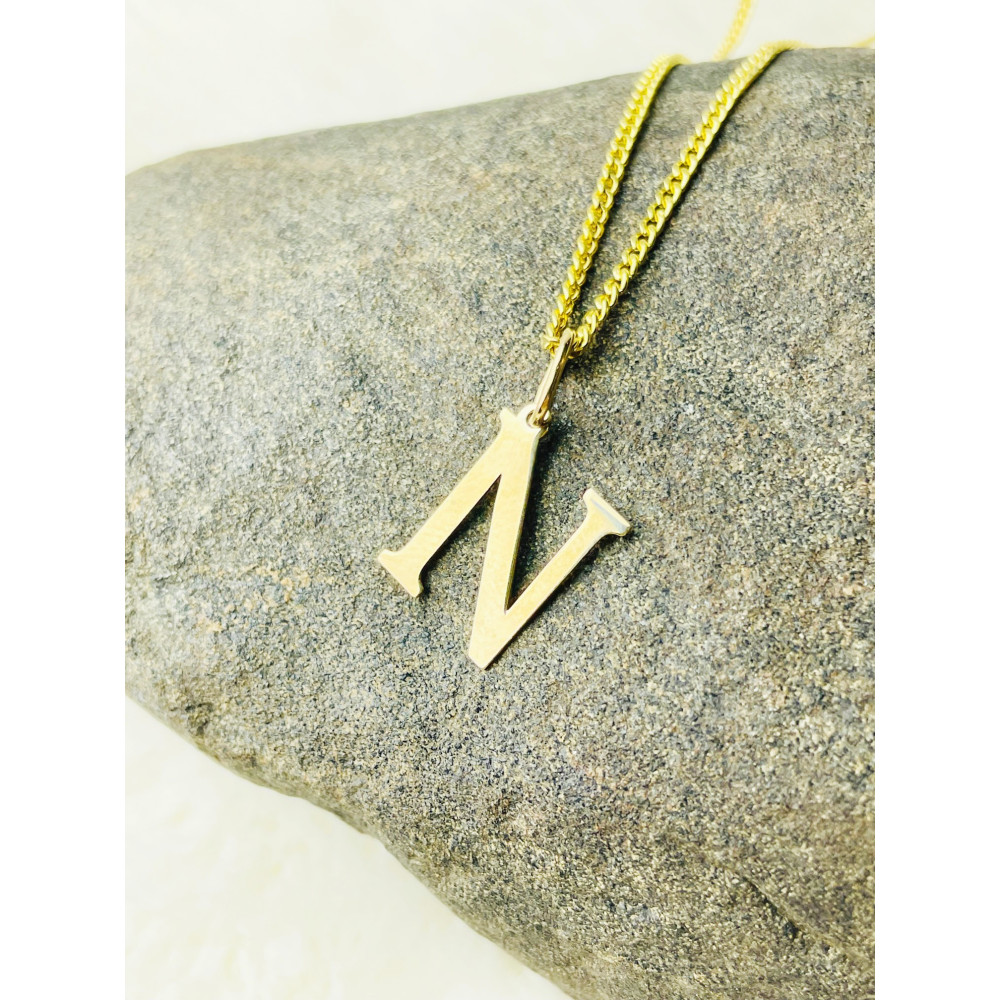 Złoty wisiorek zawieszka literka N