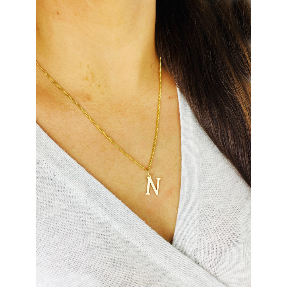 Anhänger Buchstabe N Kettenanhänger Goldanhänger 14KT Gelbgold