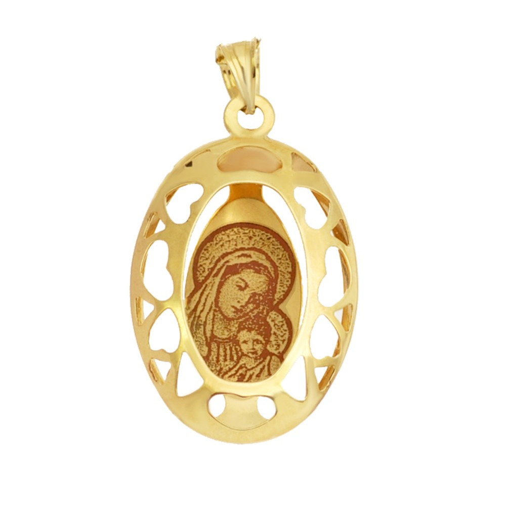 Złoty Medalik Zawieszka Matka Boska z Dzieciątkiem Jezus