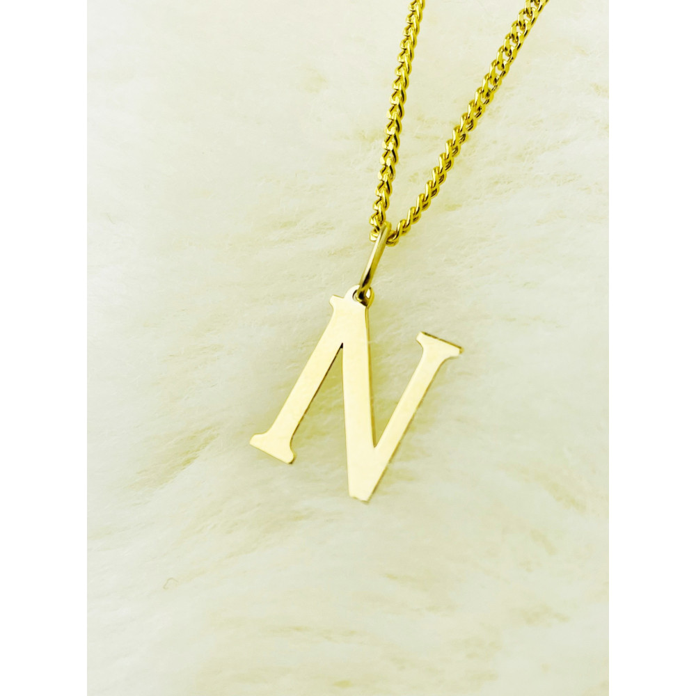 Anhänger Buchstabe N Kettenanhänger Goldanhänger 14KT Gelbgold