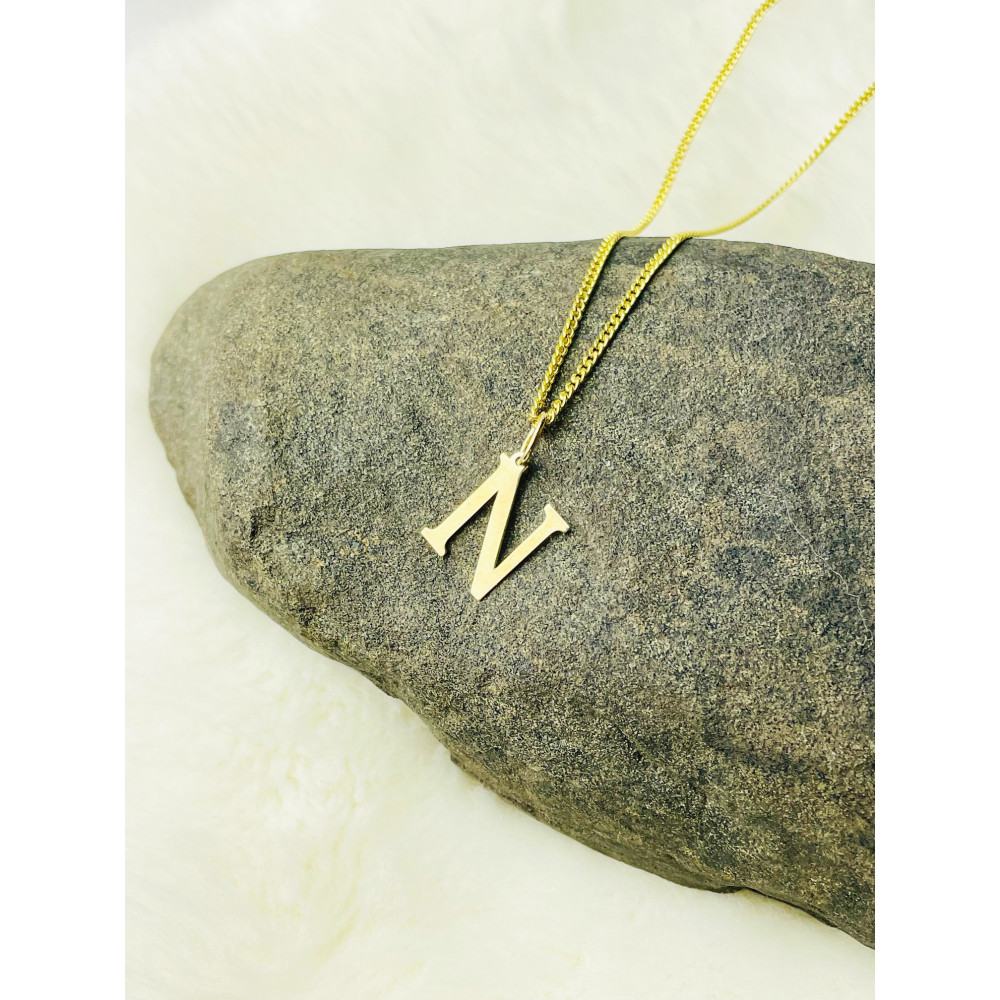 Anhänger Buchstabe N Kettenanhänger Goldanhänger 14KT Gelbgold