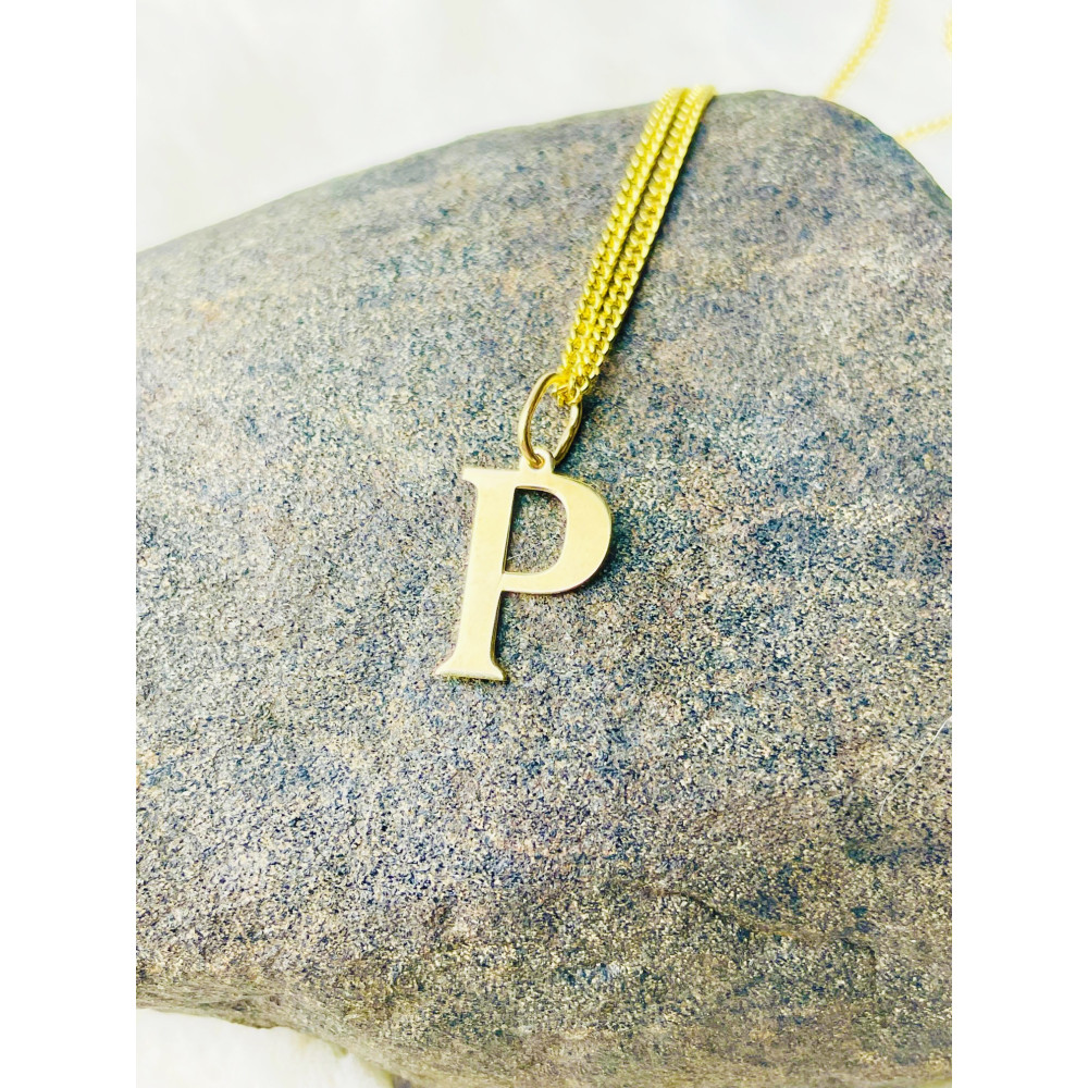 Anhänger Buchstabe P Kettenanhänger Goldanhänger 14KT Gelbgold
