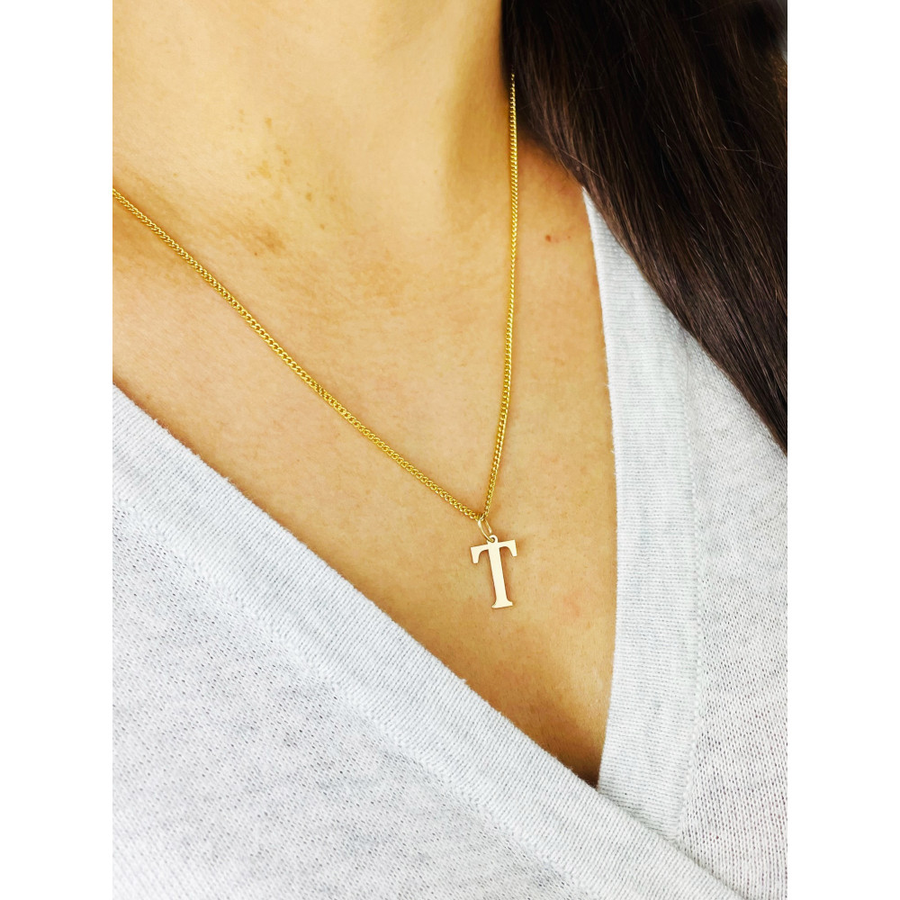 Anhänger Buchstabe T Kettenanhänger Goldanhänger 14KT Gelbgold