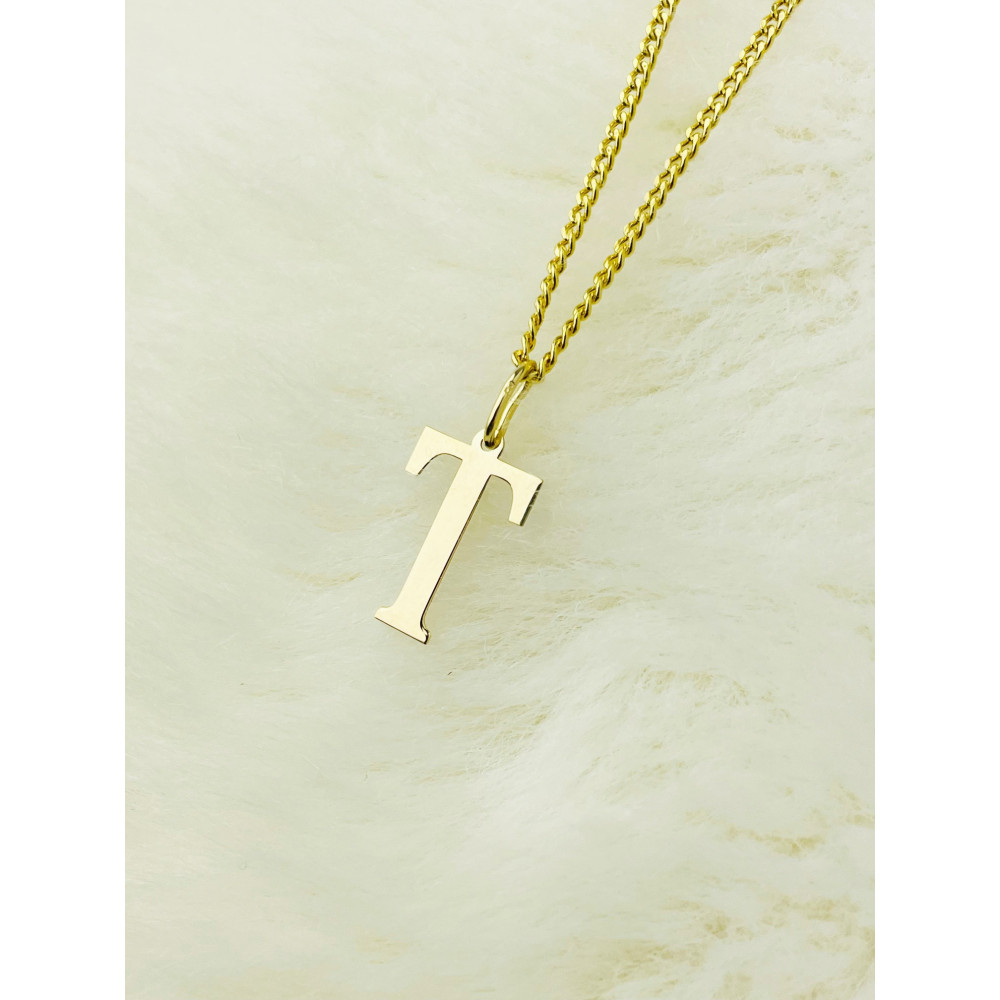 Anhänger Buchstabe T Kettenanhänger Goldanhänger 14KT Gelbgold