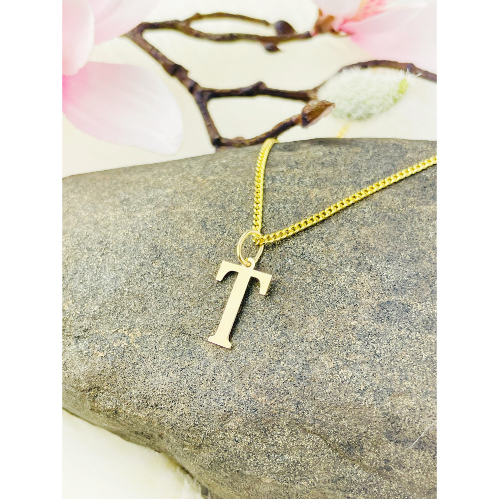Anhänger Buchstabe T Kettenanhänger Goldanhänger 14KT Gelbgold