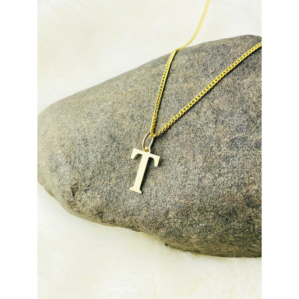 Anhänger Buchstabe T Kettenanhänger Goldanhänger 14KT Gelbgold