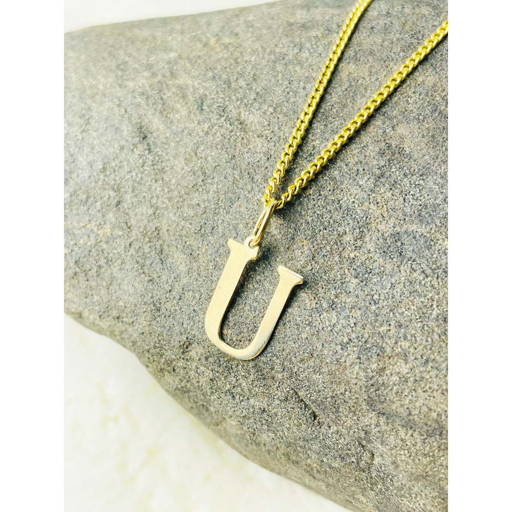 Anhänger Buchstabe U Kettenanhänger Goldanhänger 14KT Gelbgold