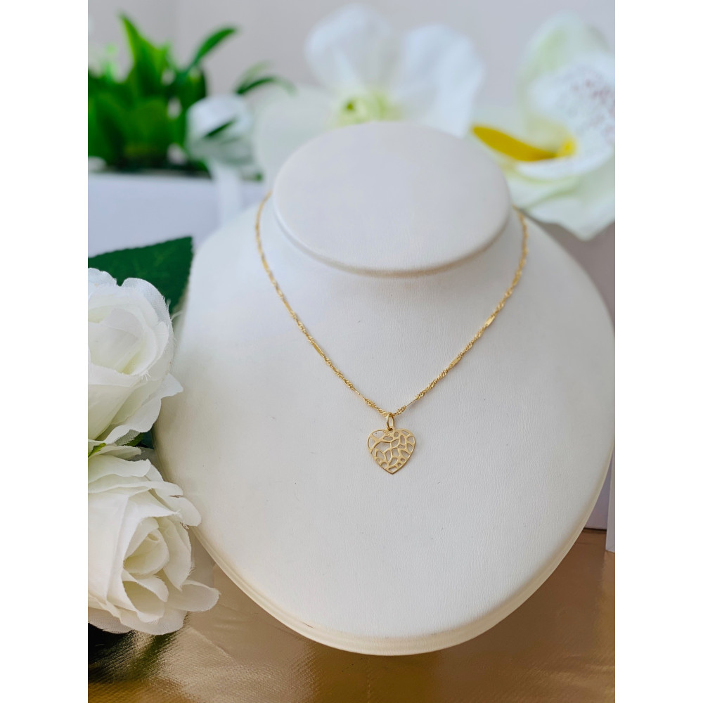 Złoty wisiorek zawieszka ażurowe serce
