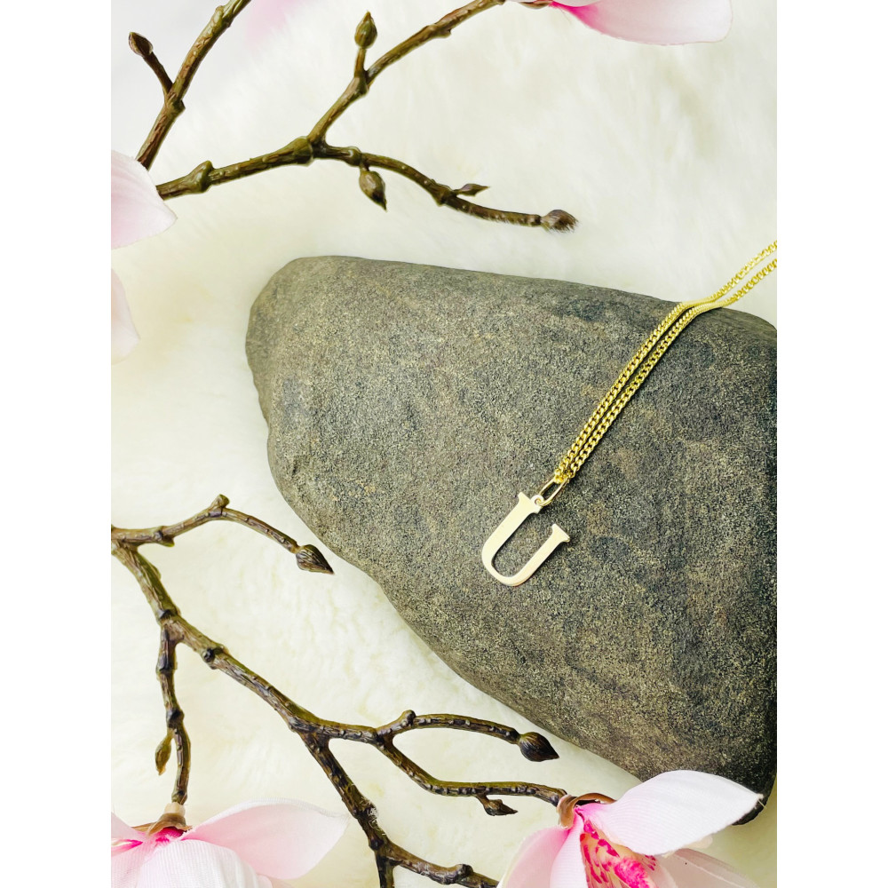 Złoty wisiorek zawieszka literka U