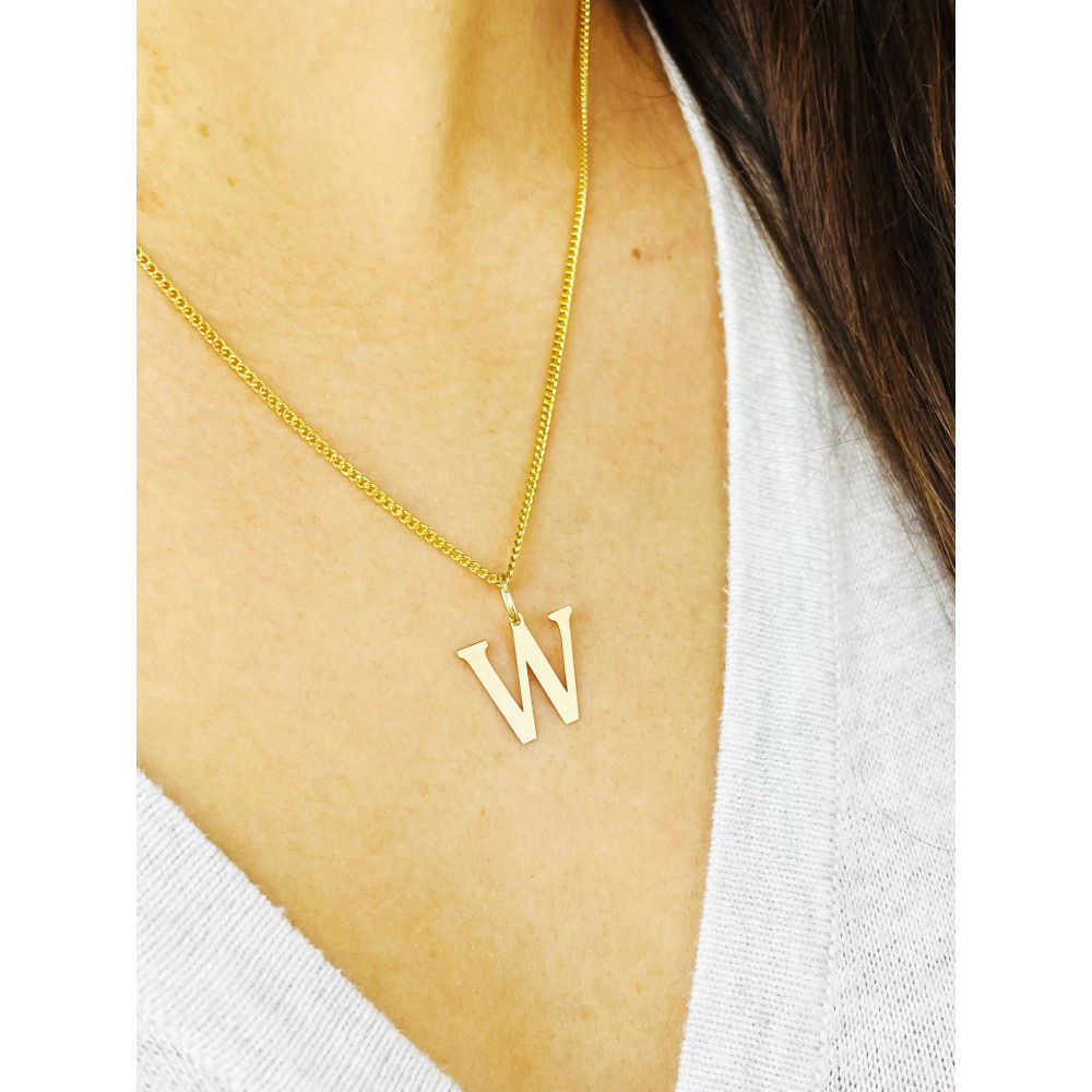 Anhänger Buchstabe W Kettenanhänger Goldanhänger 14KT Gelbgold