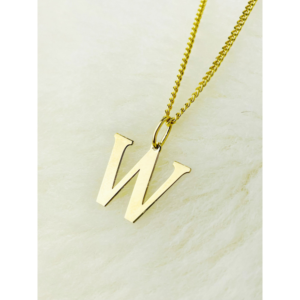 Anhänger Buchstabe W Kettenanhänger Goldanhänger 14KT Gelbgold