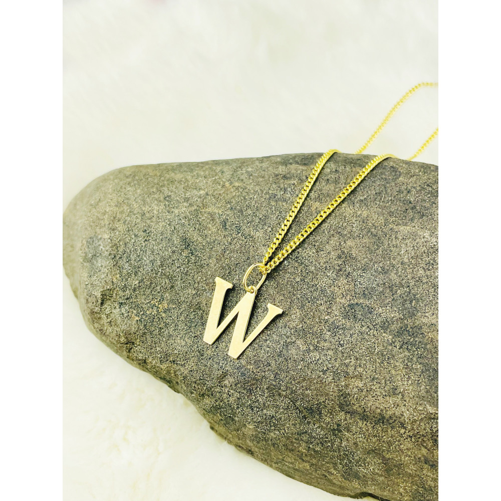 Anhänger Buchstabe W Kettenanhänger Goldanhänger 14KT Gelbgold