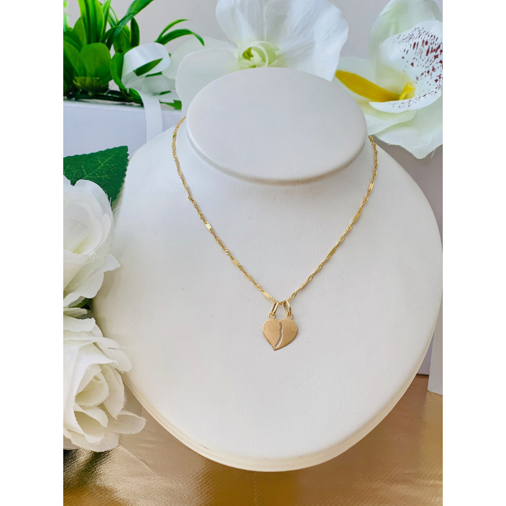 Złoty wisiorek zawieszka łamane serce