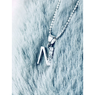 Srebrny wisiorek zawieszka literka N z cyrkoniami