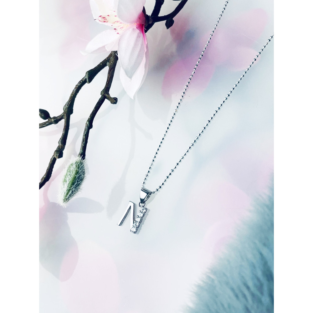 925 Silber Anhänger Buchstabe N Kettenanhänger mit Zirkonia