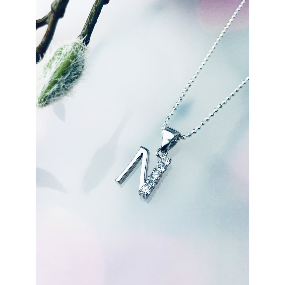925 Silber Anhänger Buchstabe N Kettenanhänger mit Zirkonia