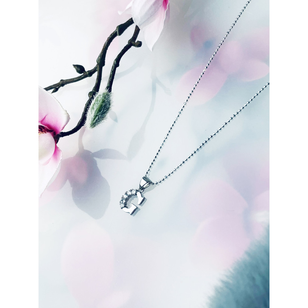 925 Silber Anhänger Buchstabe G Kettenanhänger mit Zirkonia