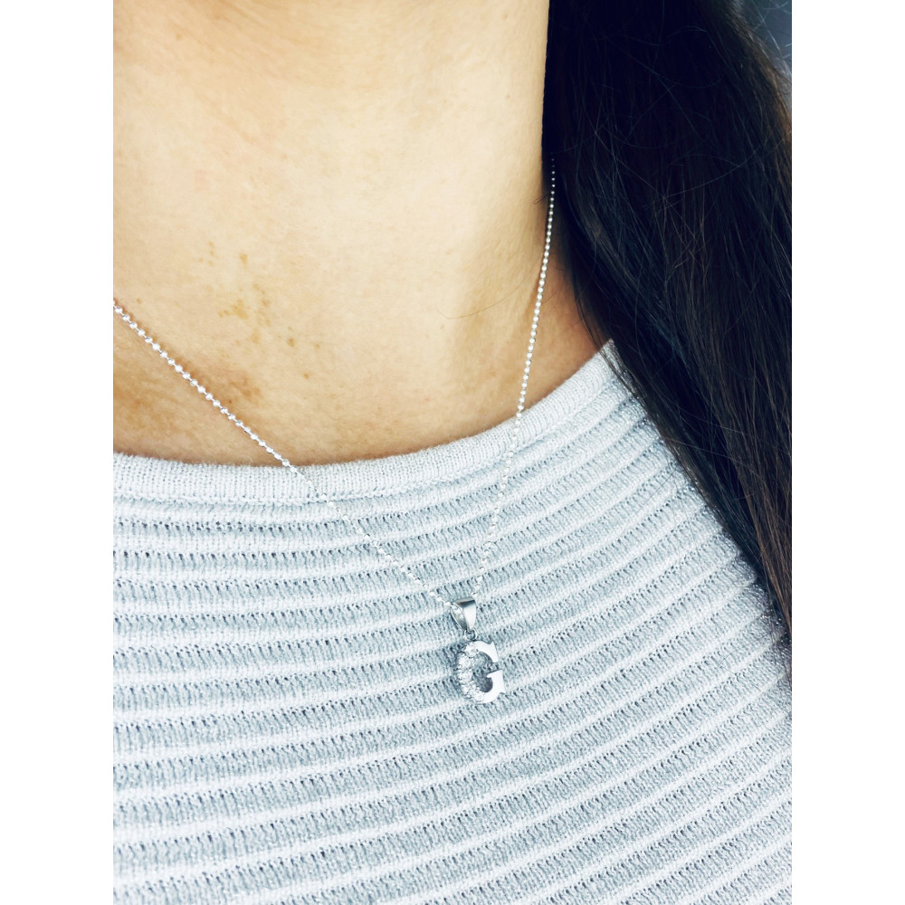 925 Silber Anhänger Buchstabe G Kettenanhänger mit Zirkonia