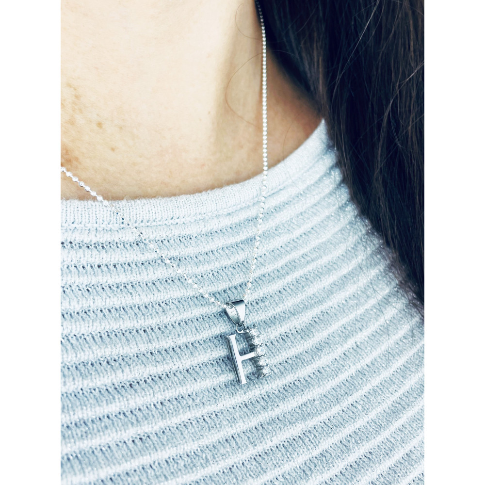 925 Silber Anhänger Buchstabe H Kettenanhänger mit Zirkonia