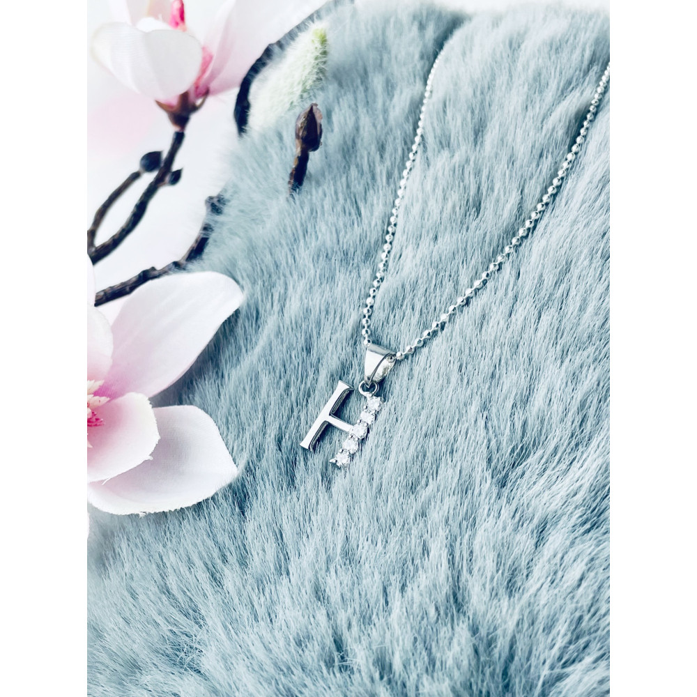 Srebrny wisiorek zawieszka literka H z cyrkoniami