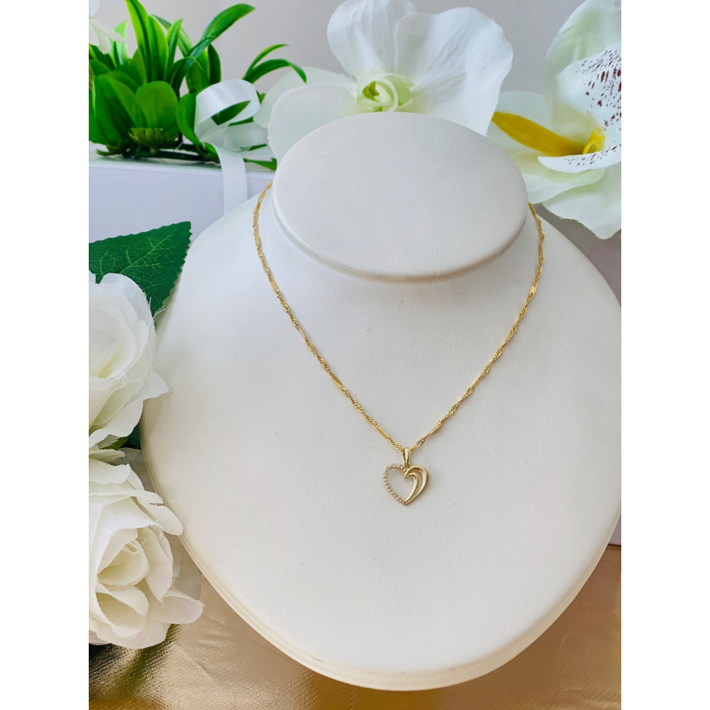 Złoty wisiorek zawieszka serce z cyrkoniami