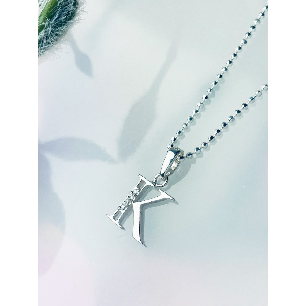 925 Silber Anhänger Buchstabe K Kettenanhänger mit Zirkonia