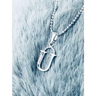 925 Silber Anhänger Buchstabe U Kettenanhänger mit Zirkonia