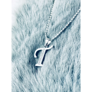 Srebrny wisiorek zawieszka ozdobna literka T z cyrkoniami