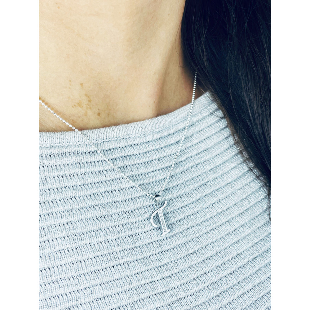 925 Silber Anhänger Buchstabe T Kettenanhänger mit Zirkonia