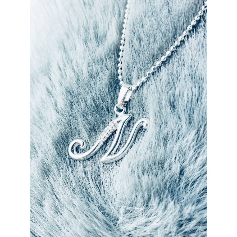 925 Silber Anhänger Buchstabe N Kettenanhänger mit Zirkonia